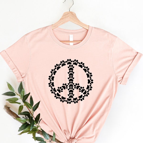 Paw Love Shirt, Paw Print Peace Sign, Peace Shirt, Paw Love Tee, Dog Lover Shirt, Paw Print Heart Shirt, Paw Print Shirt, Paw Prints Shirt