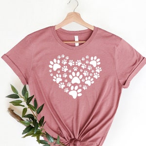 Paw Love Shirt, Paw Love Tee, Dog Lover Shirt, Paw Print Heart Shirt, Paw Print Shirt, Paw Prints Shirt Dog Lover T-Shirt, Cute Dog Tees