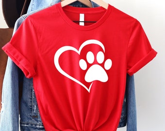 Paw Print, Paw Love Shirt, Paw Love Tee, Dog Lover Shirt, Paw Print Heart Shirt, Paw Print Shirt, Paw Prints Shirt, Paw Love Shirt