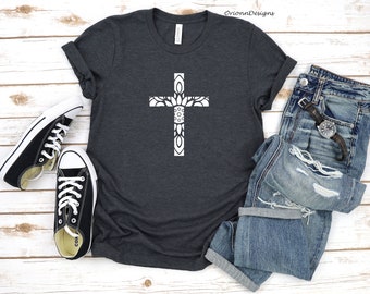 Cross T shirt, Christian Shirt, Jesus Shirt, Vertical Cross, Faith Cross, Religious Shirt, Church Shirt Disciple, Love, Grace, Faith