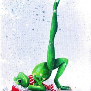 Postkarte Yogafrosch „die Tannenbaumkerze“