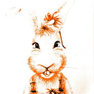 Postkarte „Hase mit Blume orange“