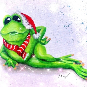 Postkarte „Weihnachtsfrosch“