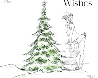 Christmas Wishes - Weihnachts-Grusskarte mit Adress- und Briefmarkenfeld