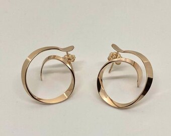 Small Asymmetrical Hoop, 14 Carat Gold Fill, One Inch, Lightweight, 14k GF Jewelry, Gold Hoop