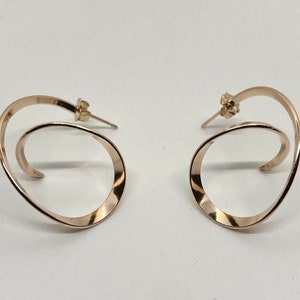 Asymmetrical Gold Hoop,14K Gold Filled, Lightweight, 1 1/4&quot;