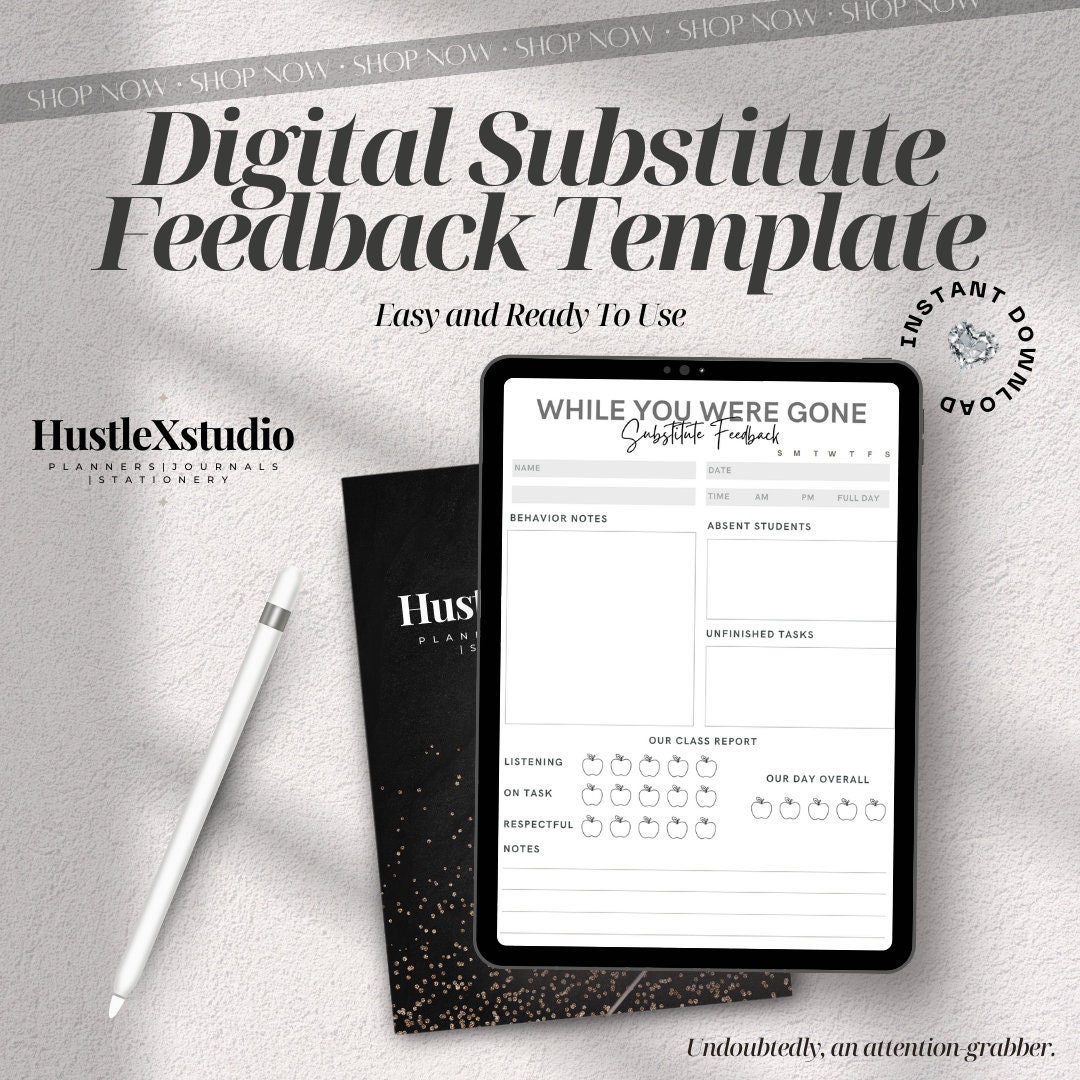 Substitute Teacher Note Feedback | Minimalist | Simple| Printable ...