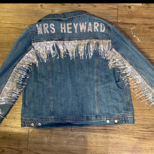 Rhinestone Fringe Bling Denim Jacket 
