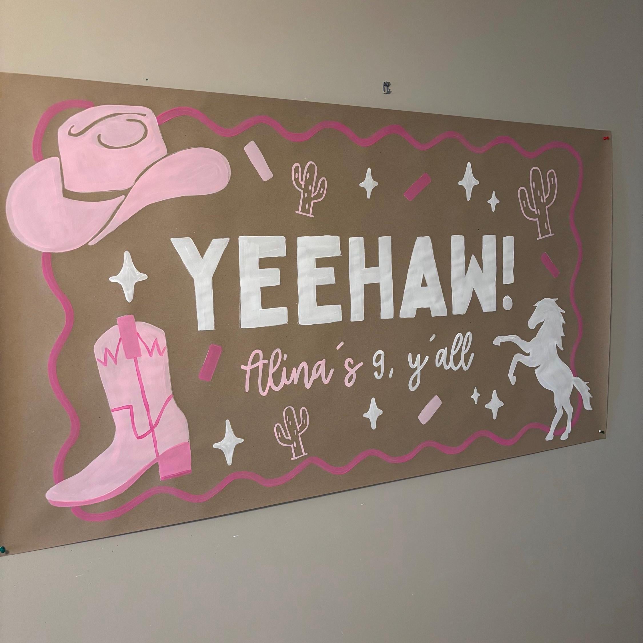 First Rodeo Hand Painted Custom Brown Kraft Paper Banner for Birthday ...