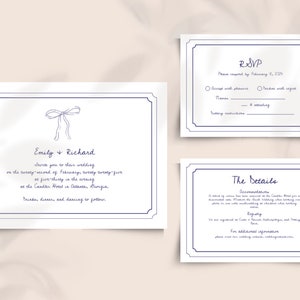Plantilla de descarga digital de la suite de invitación de boda Coquette
