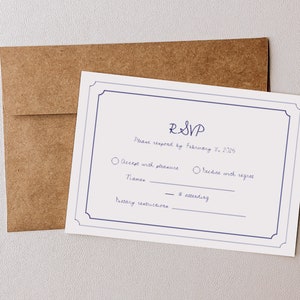 Plantilla de descarga digital de tarjeta de RSVP para boda Coquette