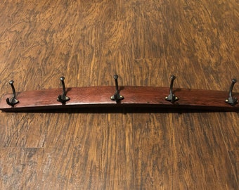 Large Wall Hanging Retired Solid Oak Bourbon Barrel Stave Coat Rack With 4 Vintage Style Decorative Loop Hooks Storage Organization Home Living Delage Com Br