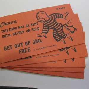 10 "Get out of Jail Free" Cards from Monopoly -  "Chance" cards - Funny Gag Gift - business card size