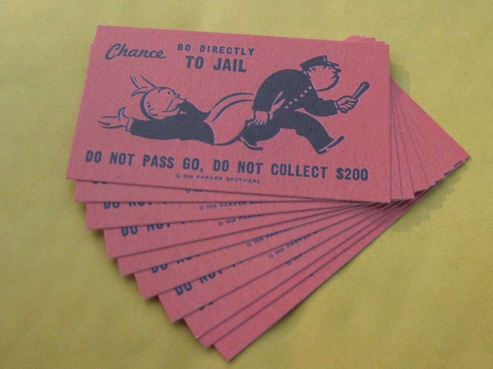 10 go to Jail Cards From Monopoly Go Directly to Jail chance Cards