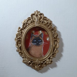 Siamese Cat - print of a painting by Gulchik in a mini frame with a magnet 2 × 2.7 inches