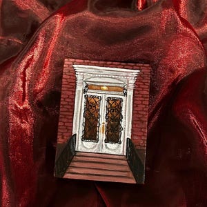 Miniature New York Doors Acrylic Painting: NYC Art, 4x3&quot; Canvas