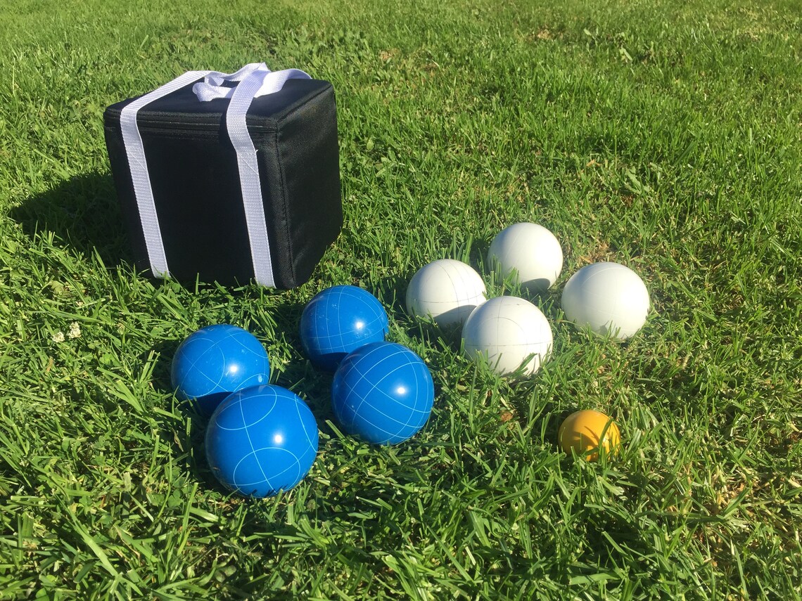 Unique Bocce Set 107mm With White and Blue Balls Black Bag Etsy Denmark