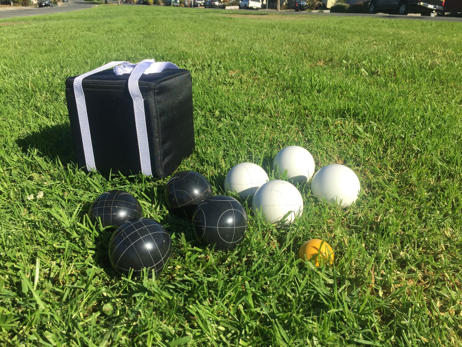 Unique Bocce Set 107mm With White and Black Balls Black Bag Etsy