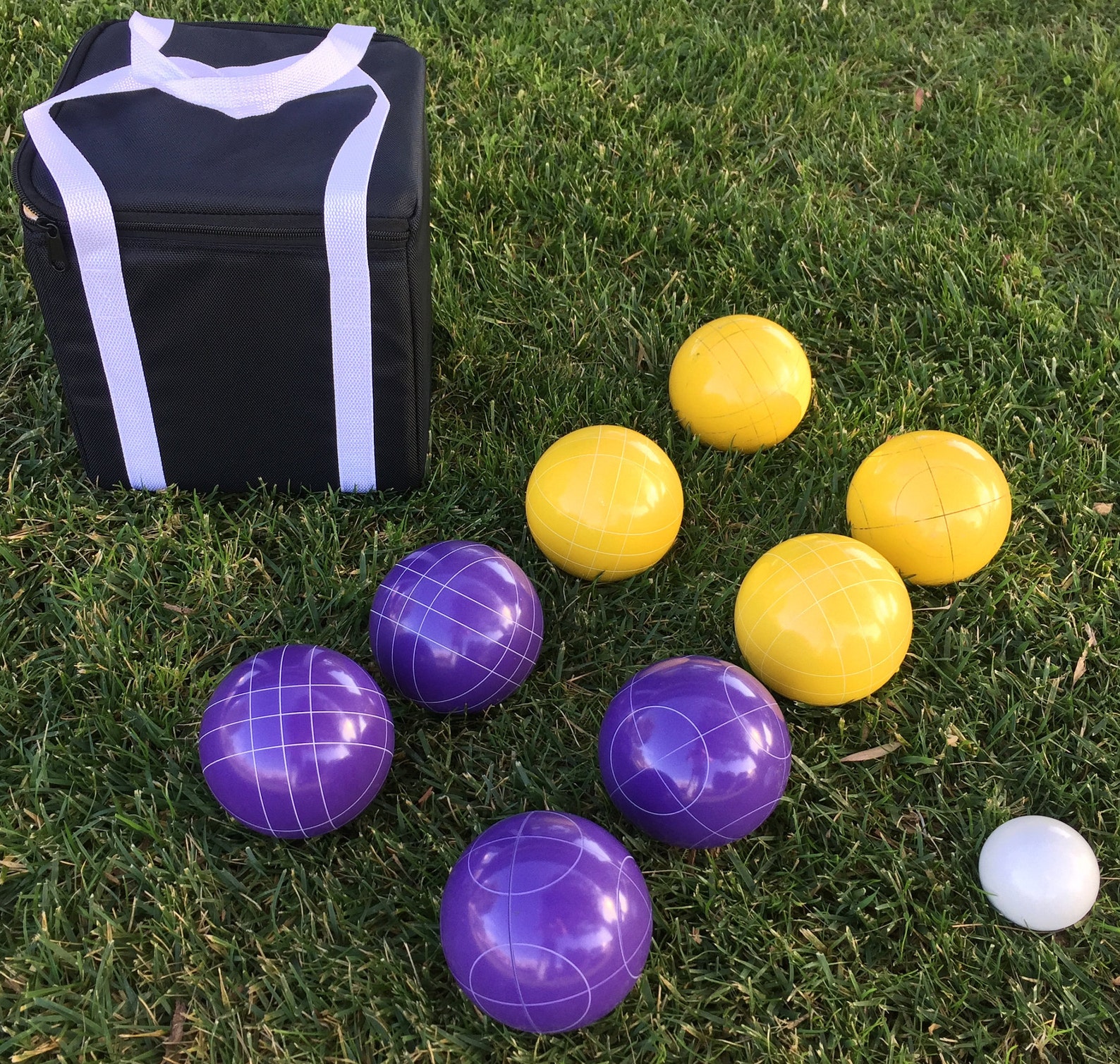 Unique Bocce Set 107mm With Purple and Yellow Balls Black Etsy