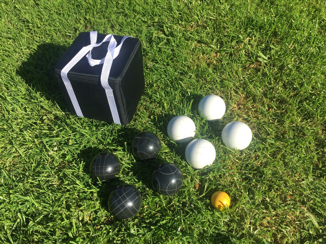 Unique Bocce Set 107mm With White and Black Balls Black Bag Etsy