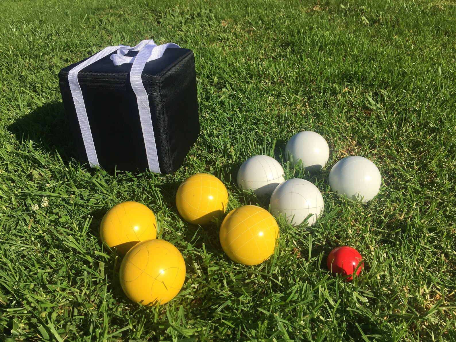 Unique Bocce Set 107mm With White and Yellow Balls Black Etsy