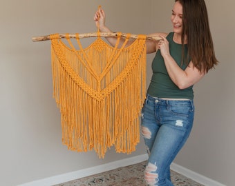 Large Yellow Macrame Wall Hanging