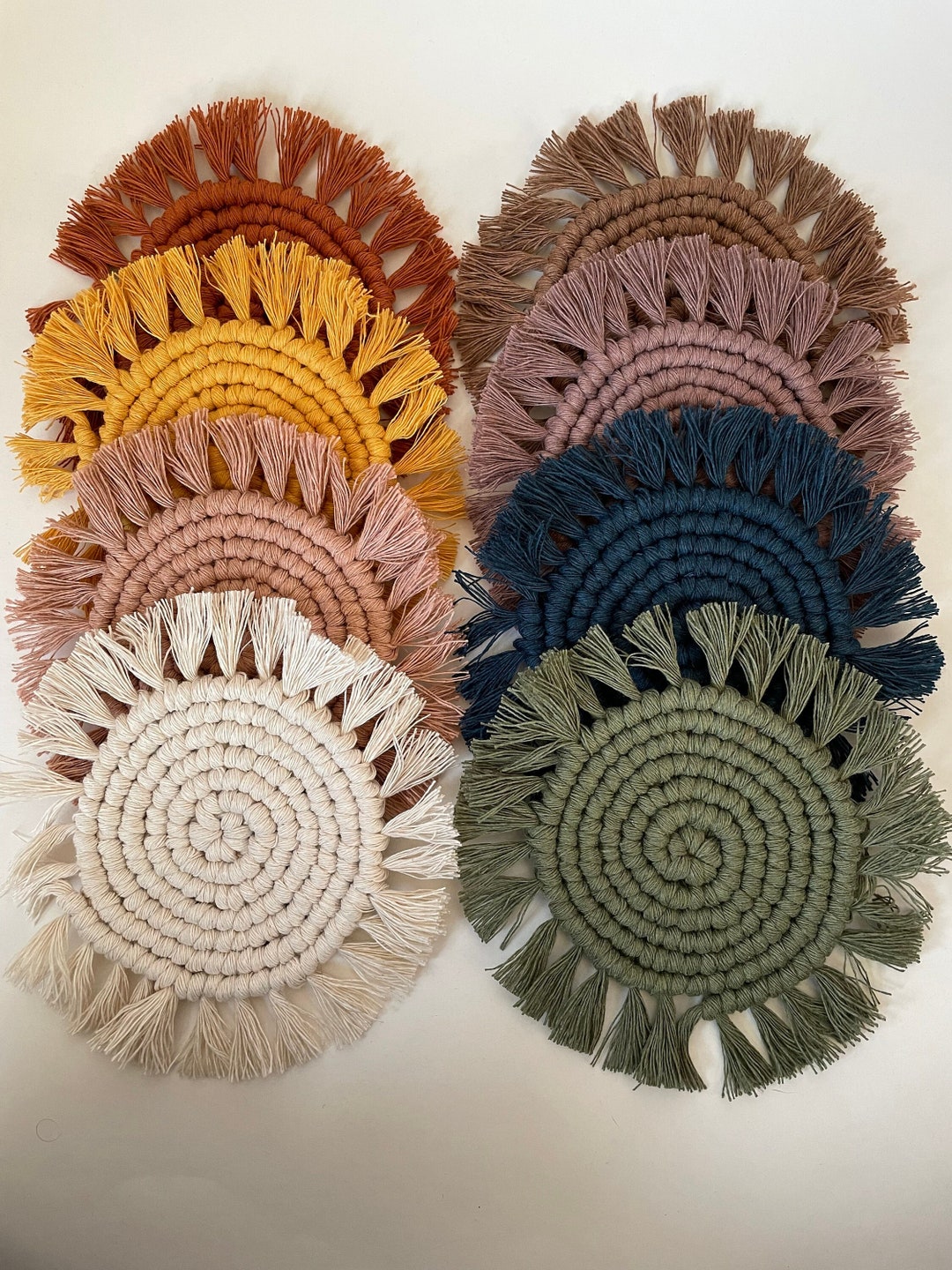 Circular Macrame Coasters | Mug Rugs | Plant Rugs | Coffee Table Decor ...
