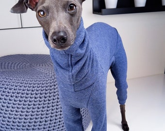 Warm & Soft Jumpsuit for Italian Greyhounds / High Quality Blue Melange Jumper