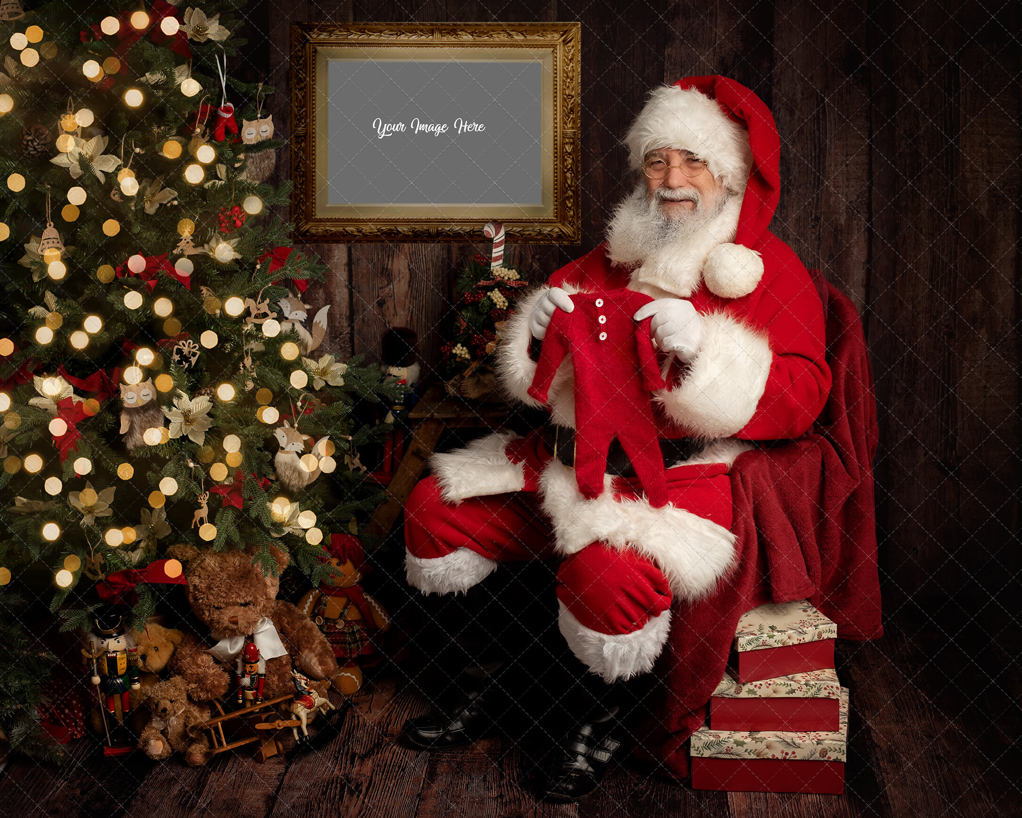 Santa digital backdrop Santa with Frame and romperChristmas | Etsy