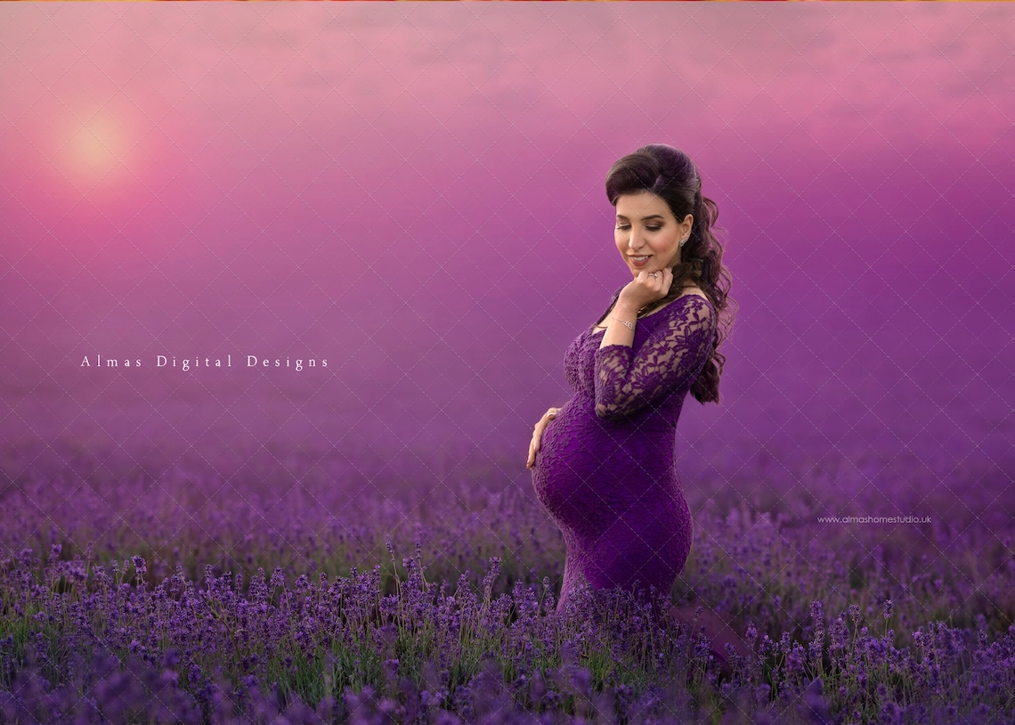 Lavender Field Maternity Digital Background Digital Backdrop Etsy