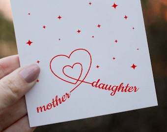 PRINTABLE Mother's Day Card / Heart Card / Mother and Daughter / Valentine's Day Card / Simple Card Design / Digital Download Card / 5x7