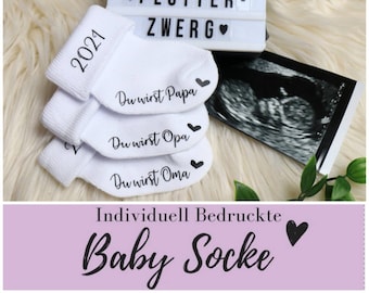 Socke Bedruckt Du wirst Papa/ Du wirst Oma/ Du wirst Opa Verkündung Schwangerschaft Baby Söckchen Überraschung