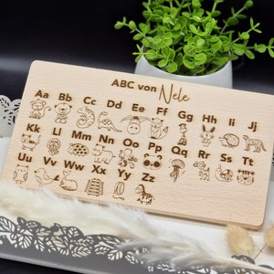 Breakfast Board Alphabet School Beginners Personalized with Name Engraved / Wooden Board with Engraving / Gift for School Starting School Child 2024