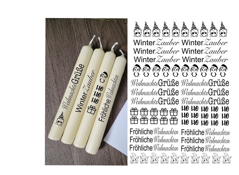 Kerzentattoo Weihnachten Stabkerzen Datei FROHE WEIHNACHTEN Etsy.de