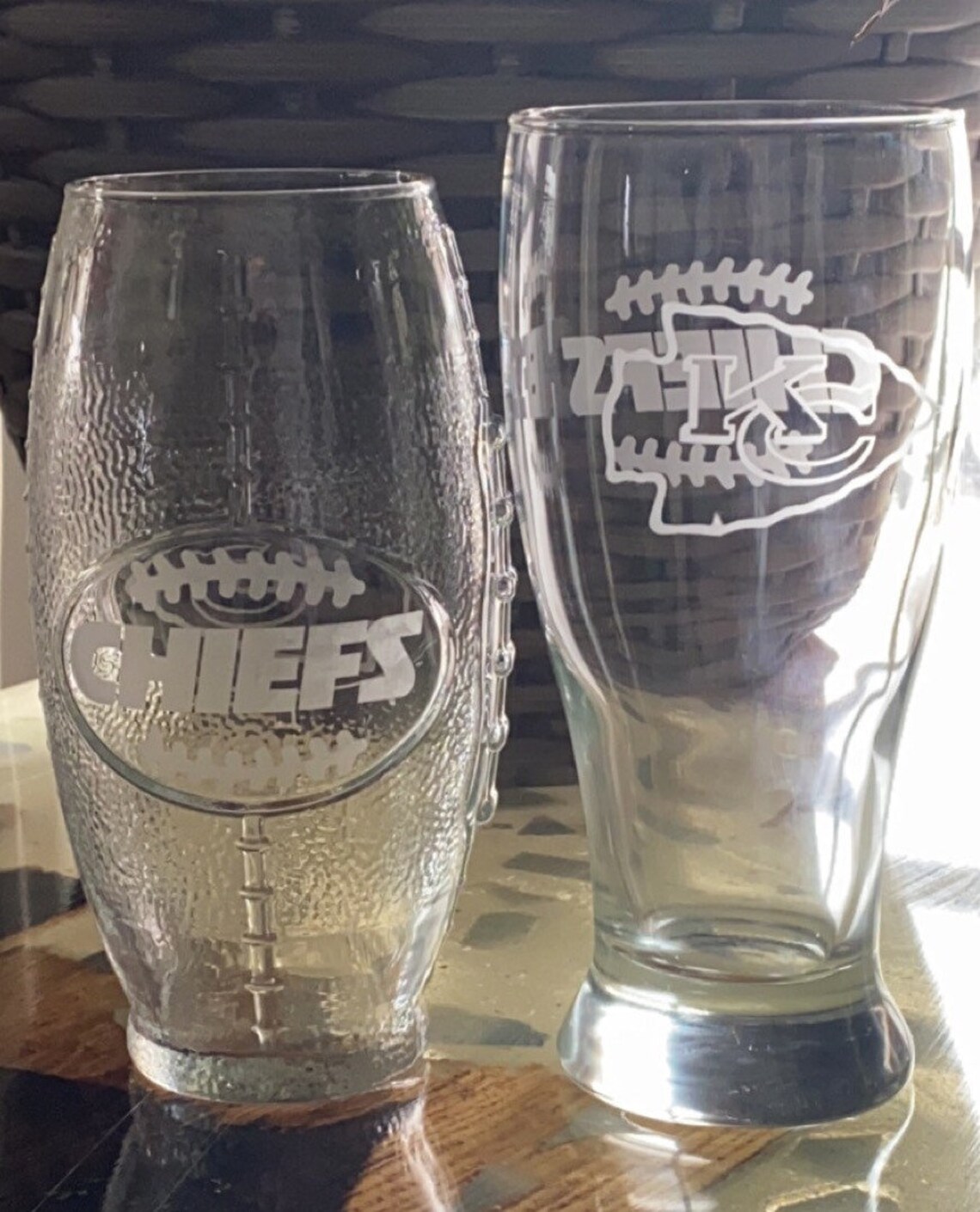 NFL Team Personalized Etched Drinking Glasses Set of 4 Etsy