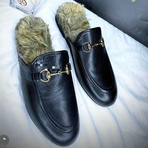 Fur gucci slides hot sale