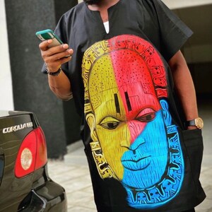 ファッション Afro Black Women Gift Head wrap Dashiki Style T-Shirt Afro Black Women T-shirt Gift Head Wrap Dashiki Style- Short