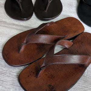 outdoor thong sandal men brown leather