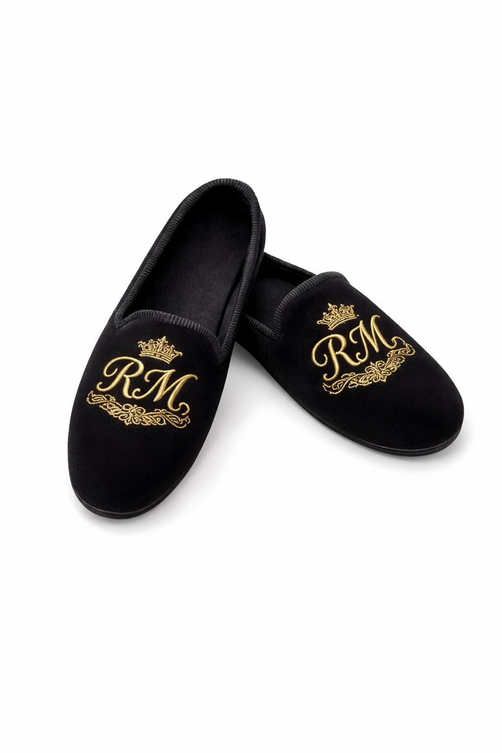Personalized Men Velvet Monogram House Slippers Embroidered  display picture 1