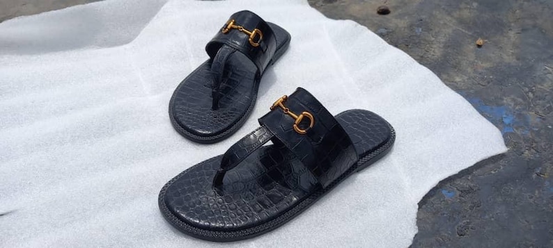 stylish men flat buckle sandal black