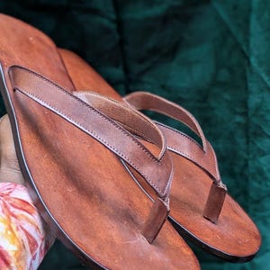 men leather flip flop camping sandal