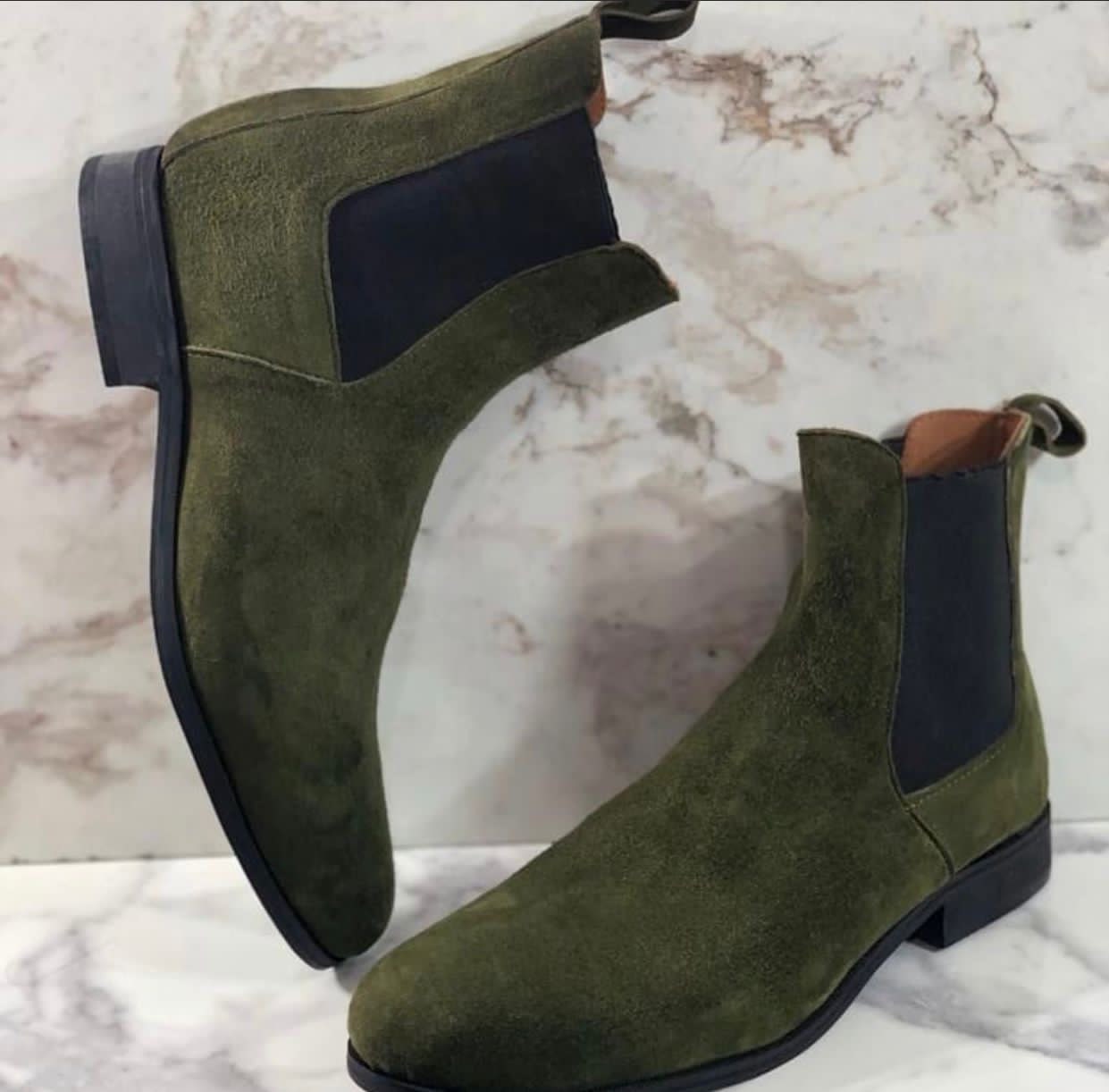 olive green dress boots handmade olive green suede leather ankle high casual chelsea boots men custom made handcrafted leather sole boots