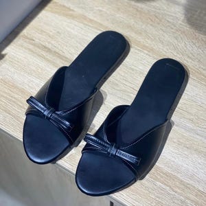 dressy casual leather bow sandals women