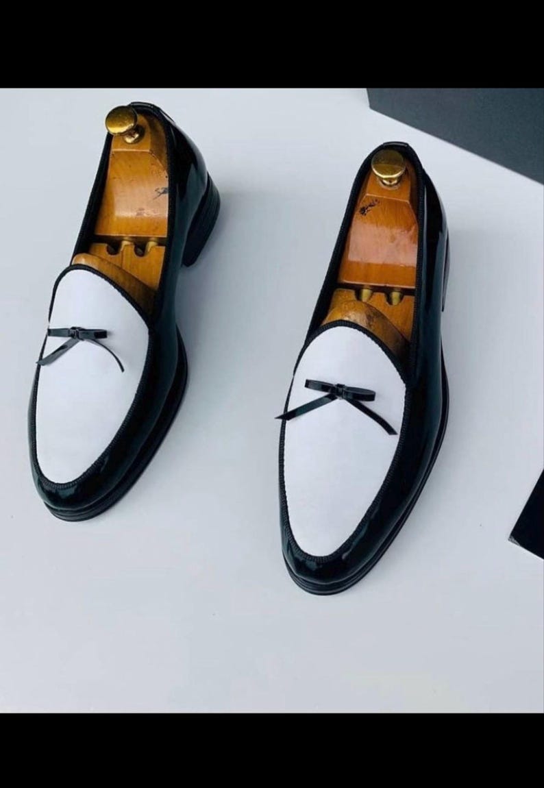 gala mens loafer black white tuxedo fashion handmade