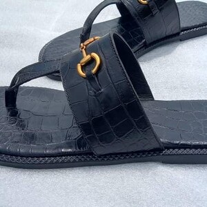 premium leather men slide footwear
