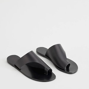 Greek leather sandals unisex, black color, Gift for men, Handmade high quality genuine leather sandals, barefoot men/women
