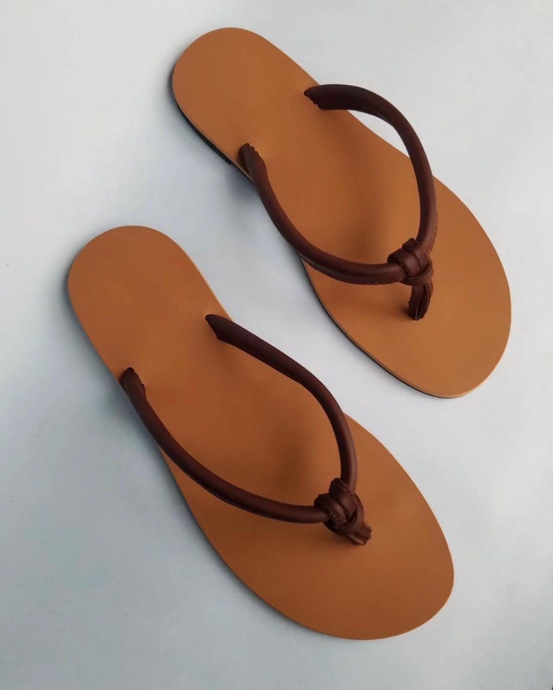 men leather barefoot flipflop thong sandal beach wear casual outing