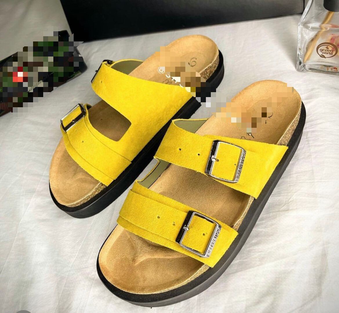 Handmade Yellow Birkenstock Suede Design Plimsoll Shoe