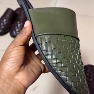 olive woven mule men
