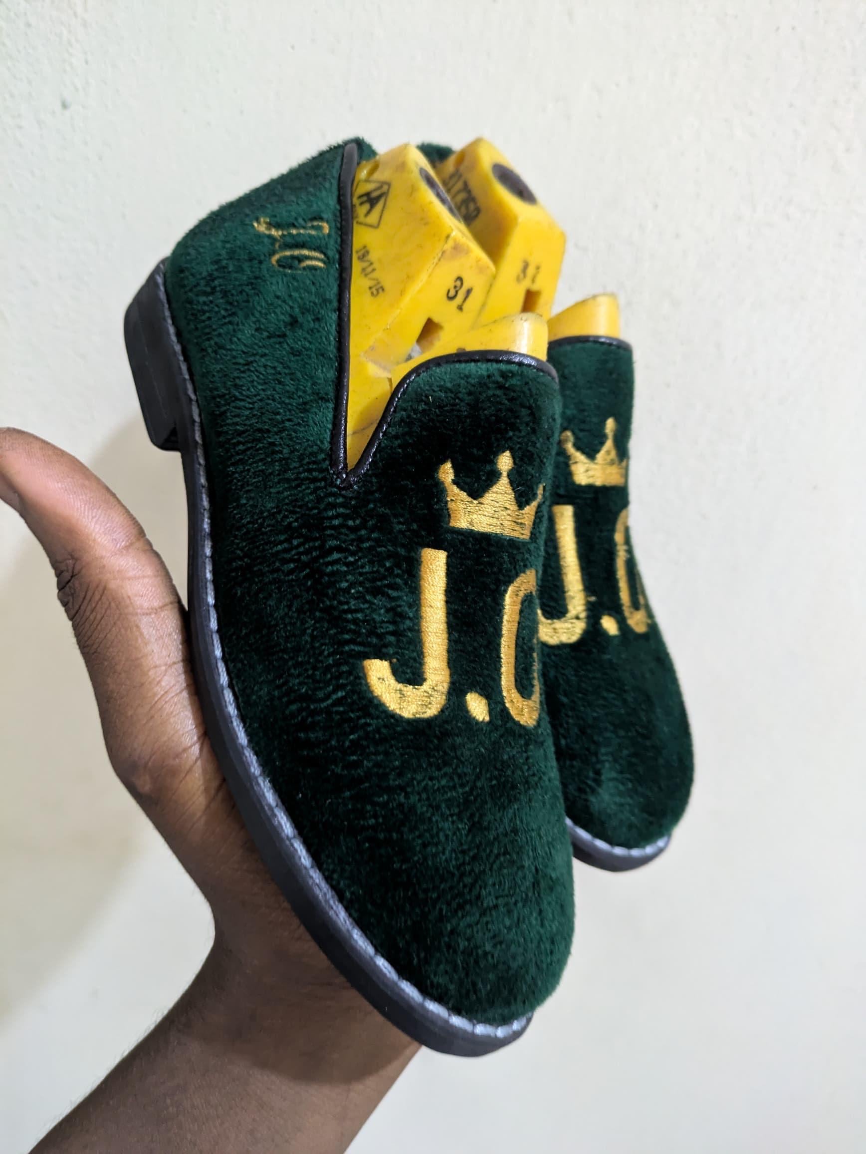 boys custom velvet loafer personalized embroidered initial crown dress shoe toddler kid formal slipper birthday ring bearer outfit gift